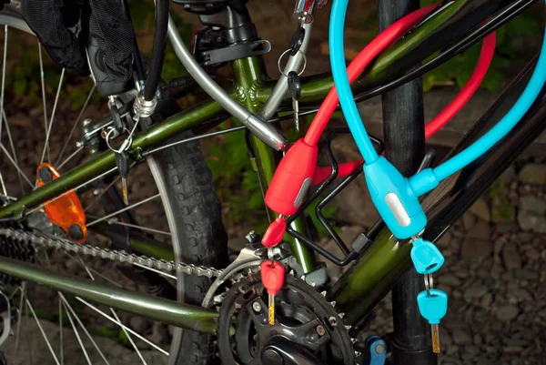 different colored bike locks